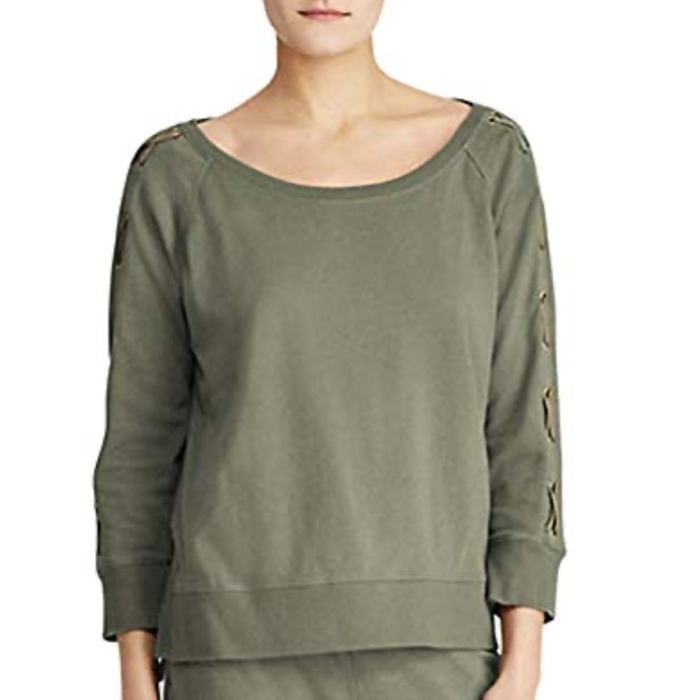 LAUREN RALPH LAUREN Lace Up Sleeve Top